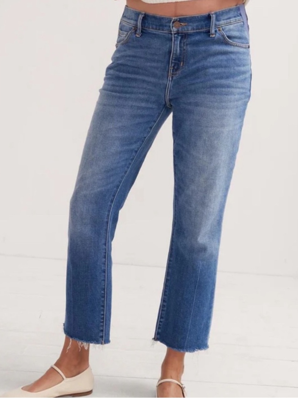Hatch Medium Blue Cropped Straight Jeans